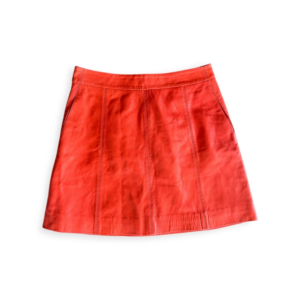 Marc Jacobs Bright Orange Lamb Leather Mini Skirt